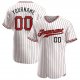 Men's Custom White Red Pinstripe Red-Black Authentic Baseball Jersey